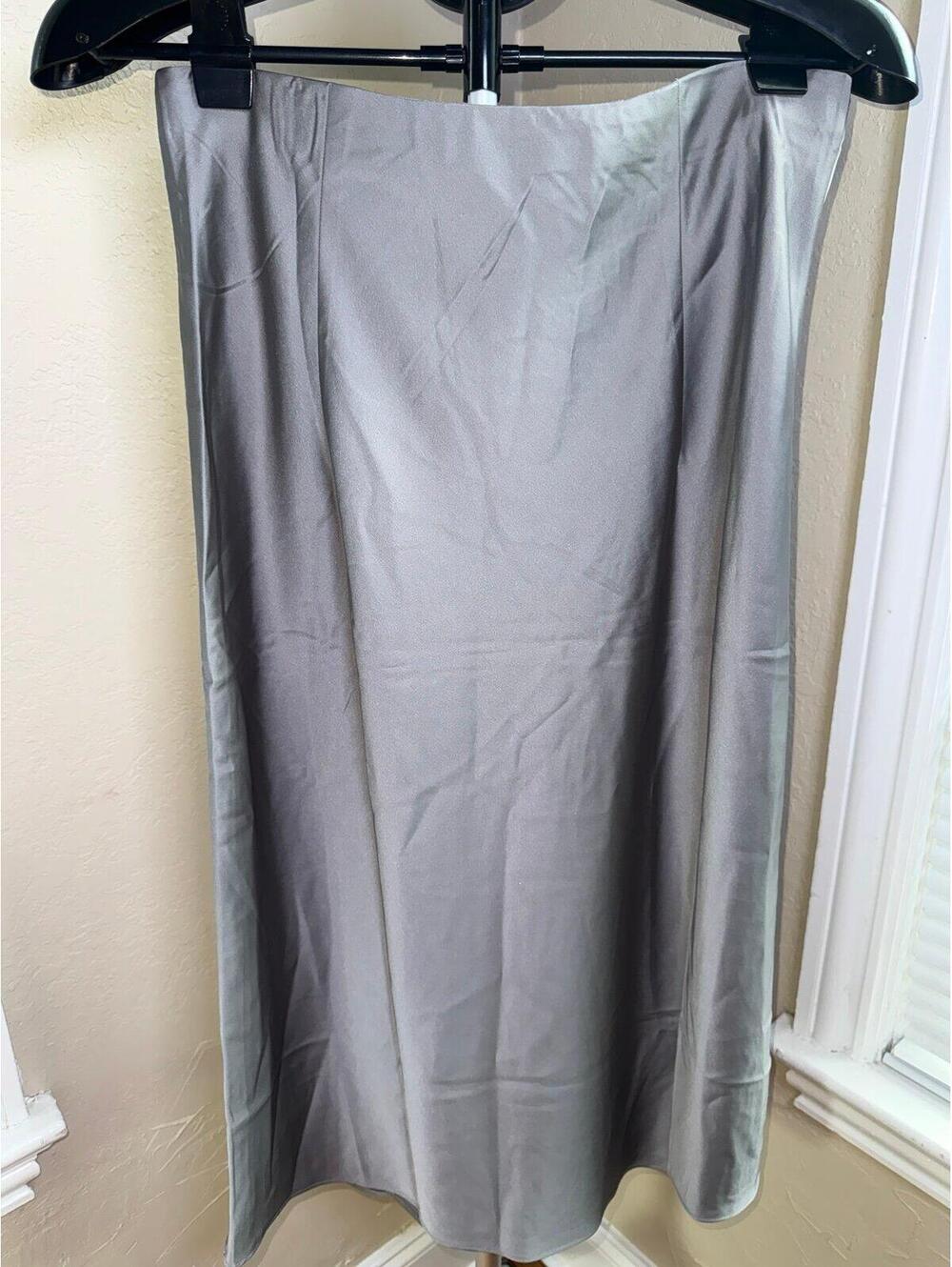 J.Crew Collection Satin Slip Skirt Silver Gray Midi Skirt Size Small NWT - Picture 2 of 5